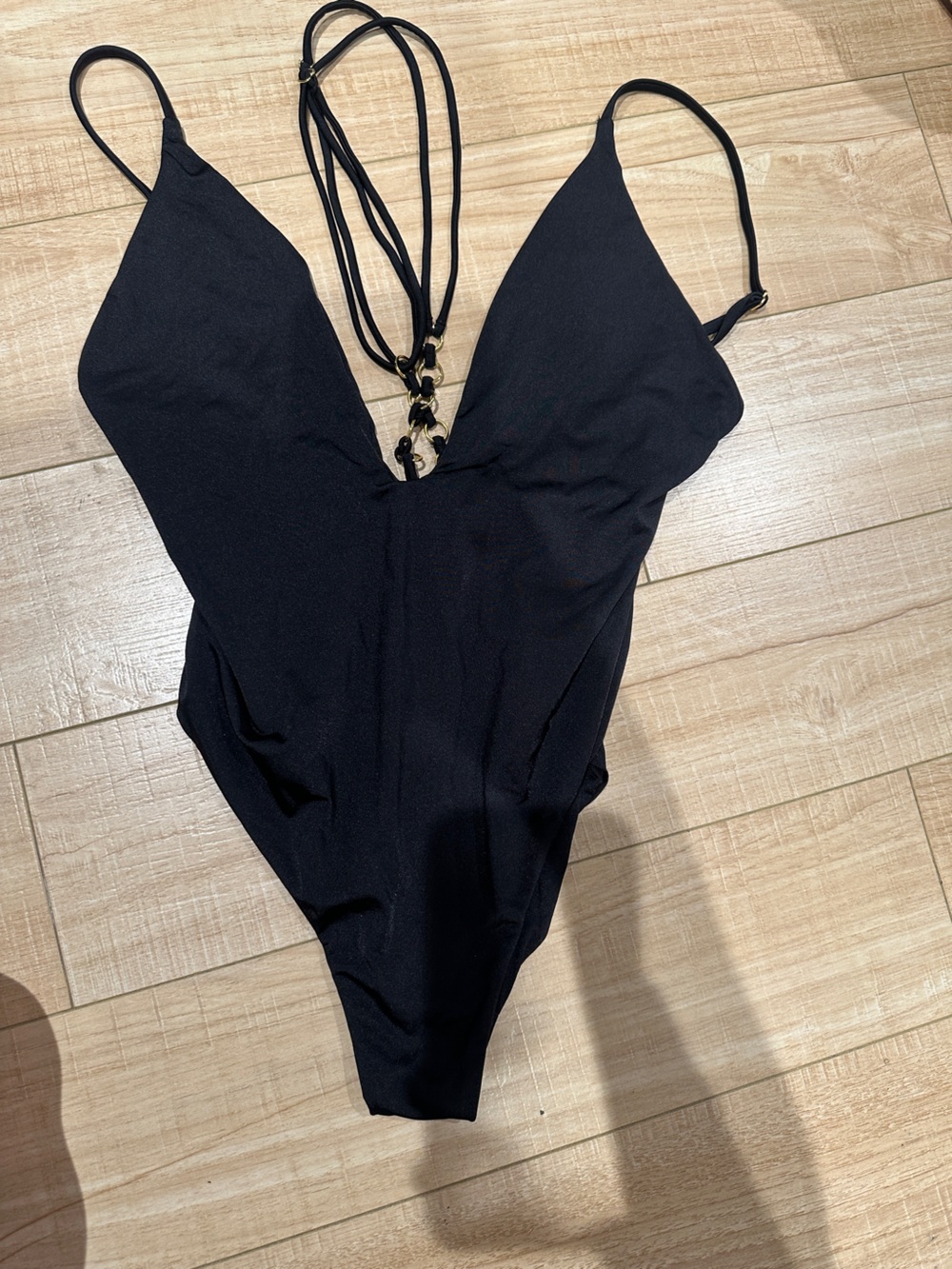 Beach Bunny Black Strap-Detail Jumpsuit